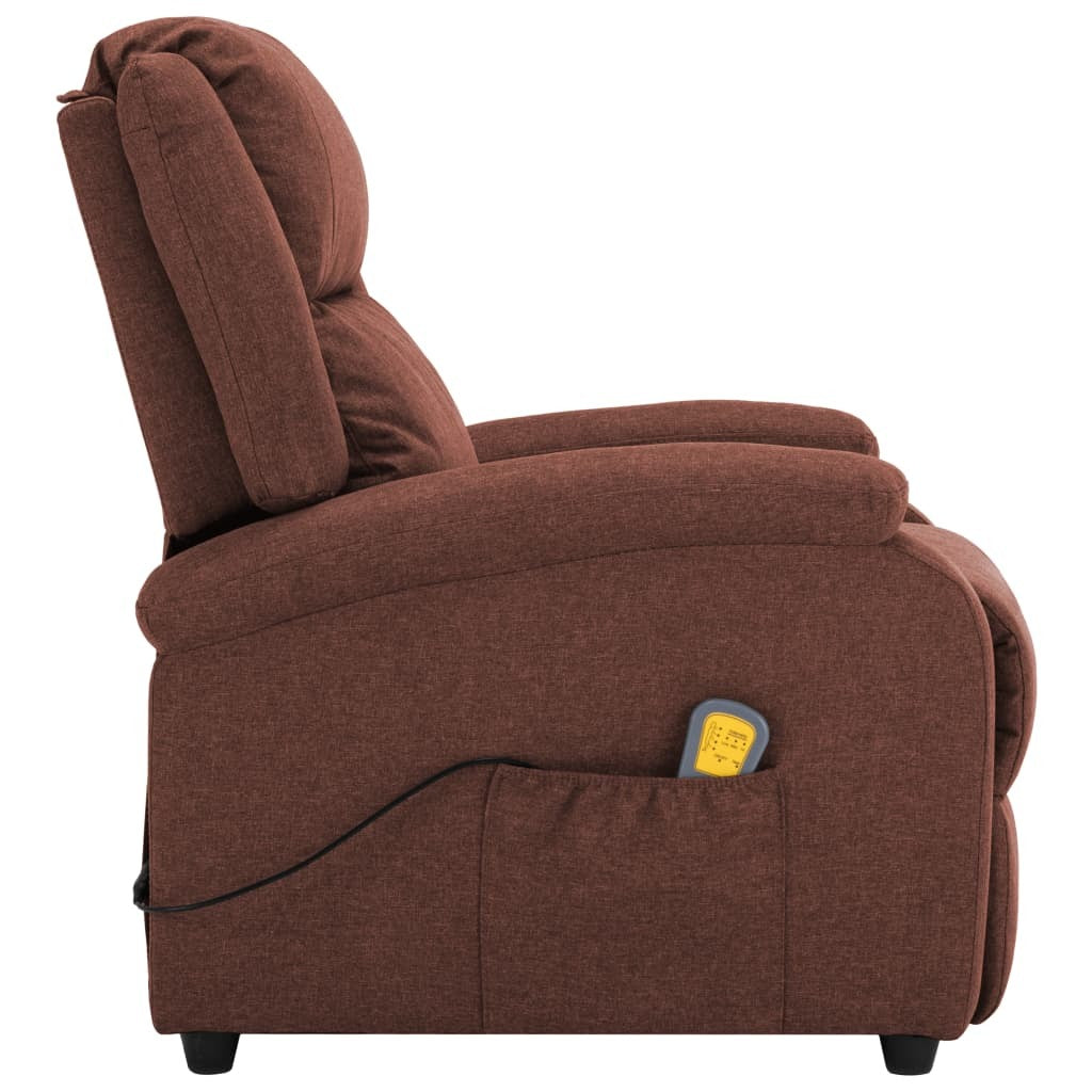Massage Recliner Brown Fabric