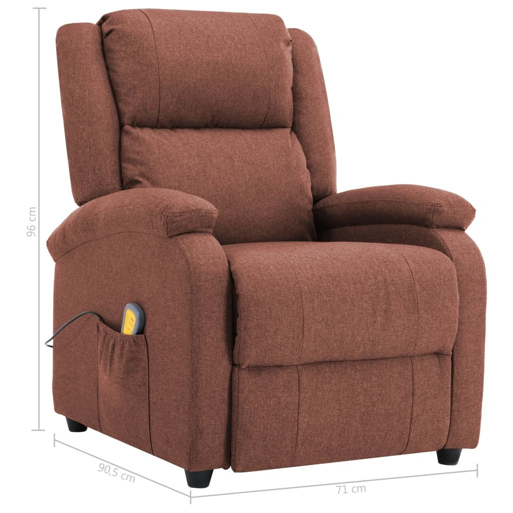 Massage Recliner Brown Fabric