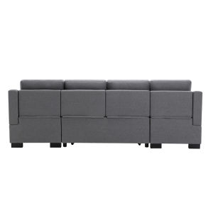 Upholstery Sleeper Sectional Sofa with Double Storage Spaces 2 Tossing Cushions - Grey