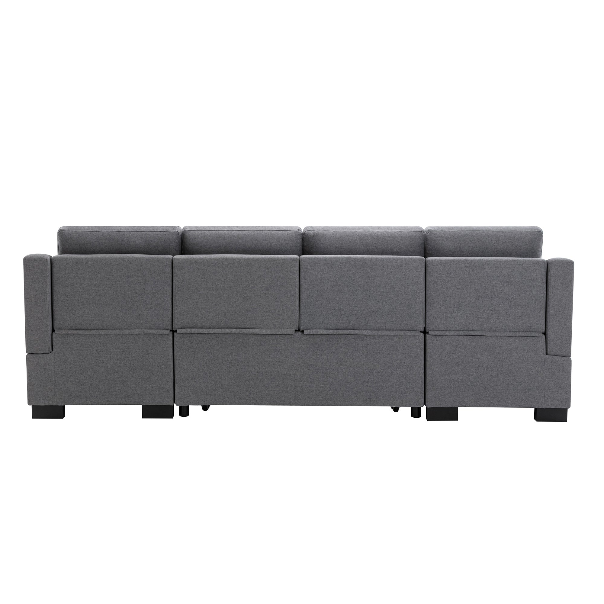 Upholstery Sleeper Sectional Sofa with Double Storage Spaces; 2 Tossing Cushions