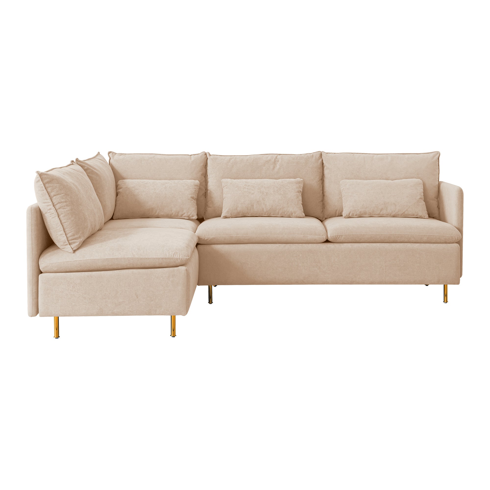 Modular L-shaped Corner sofa ; Left Hand Facing Sectional Couch; Beige Cotton Linen-90.9''