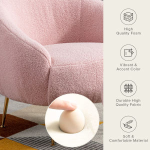 Modern Comfy Leisure Accent Chair Teddy Short Plush Particle Velvet Armchair with Ottoman for Living Room