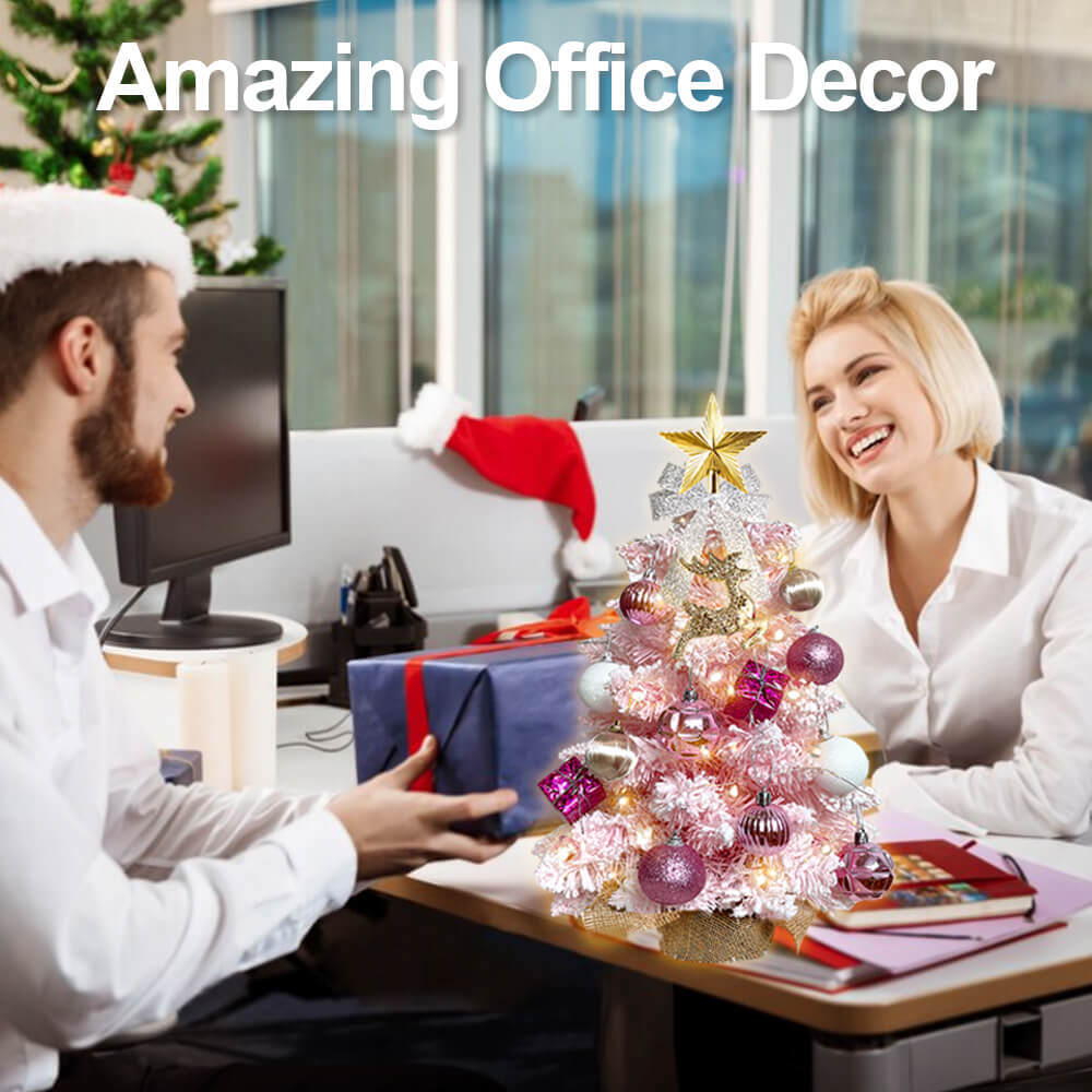 2ft Tabletop Christmas Tree with Light Christmas Decoration with Flocked Snow