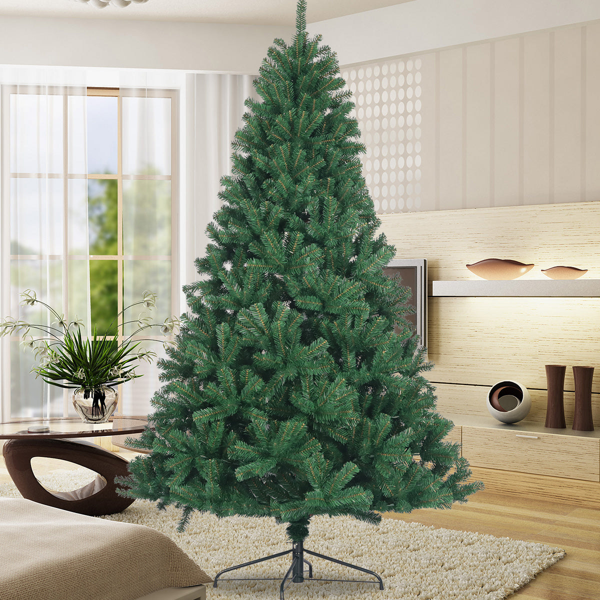 Christmas Tree 7.5ft Artificial Xmas Tree Foldable Metal Stand