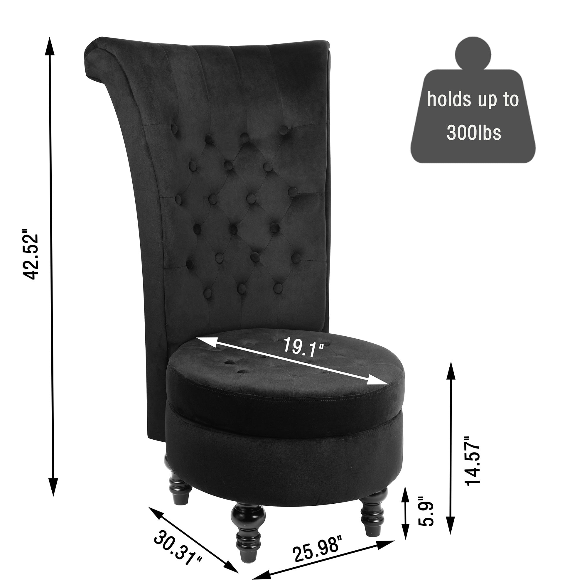 Royal Velvet High Back Armless Chair