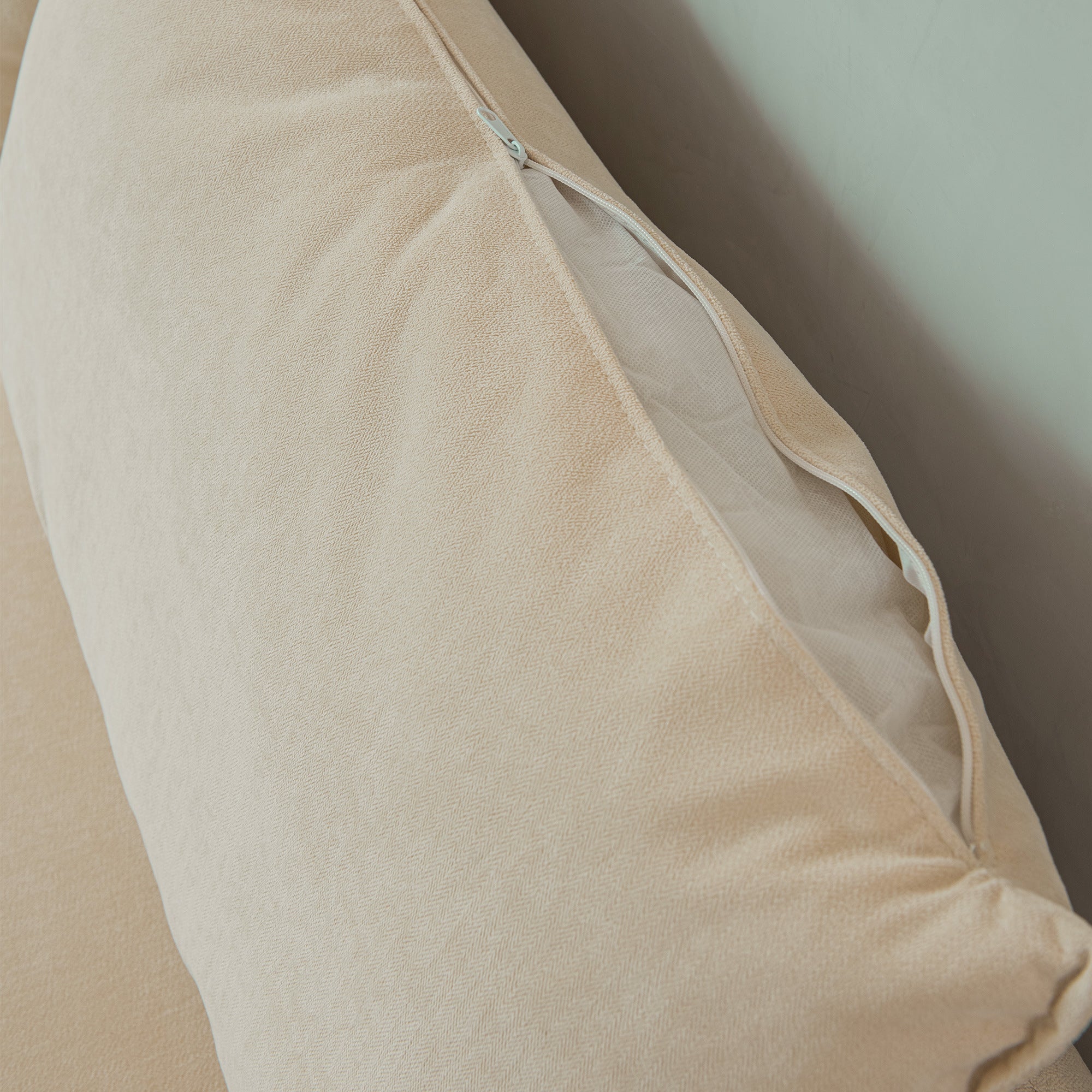 Modular L-shaped Corner sofa ; Left Hand Facing Sectional Couch; Beige Cotton Linen-90.9''