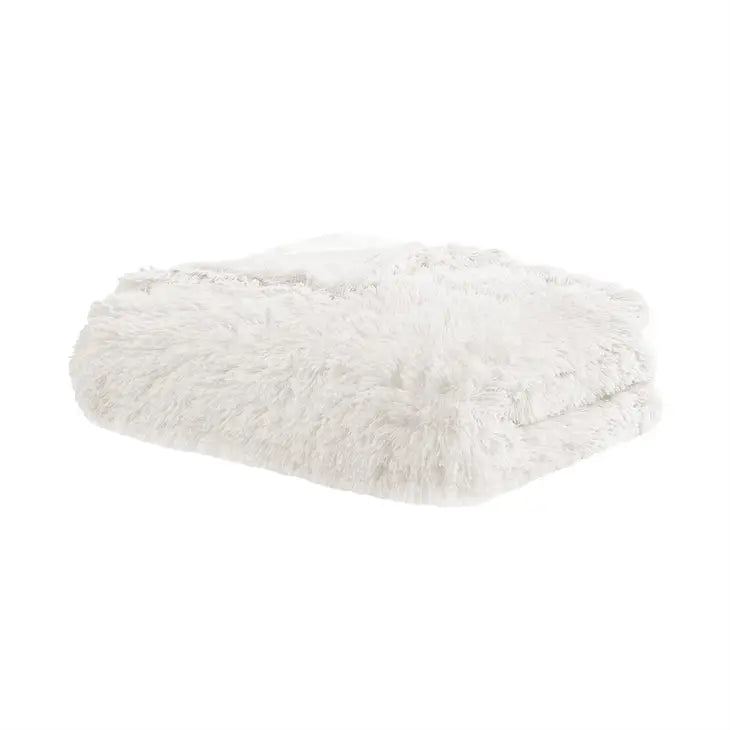 Weighted Blanket Shaggy Fur Throw 12 or 18 LB, Ivory