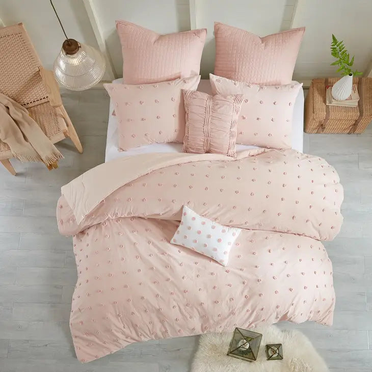Pom-Pom 7-Piece Comforter or Duvet Cover Set, Pink