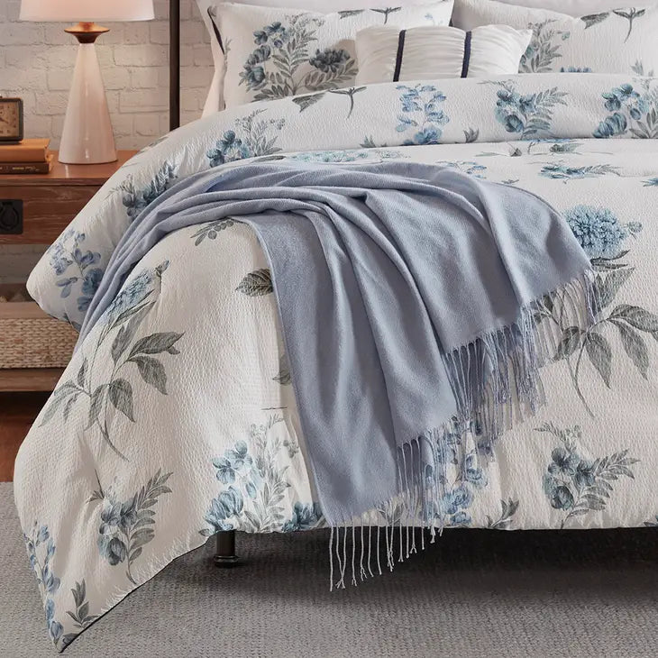 Watercolor Flora Comforter Set, Blue