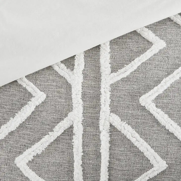 Chambray Tufted Comforter/Duvet Cover Mini Set, Grey