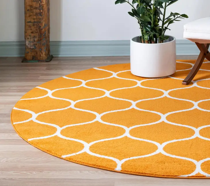 Geometric Rounded Trellis Frieze Rug (Round)