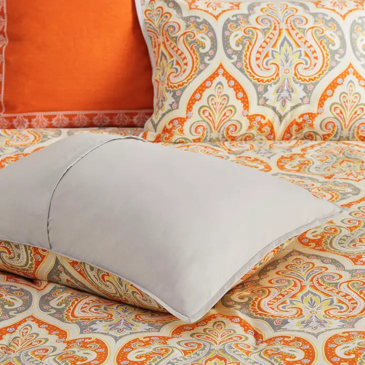 Paisley Boho Comforter Set, Orange