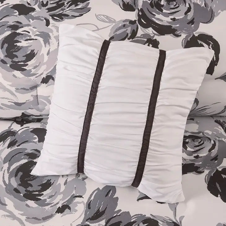 Black and White Floral Comforter/Duvet Cover Set