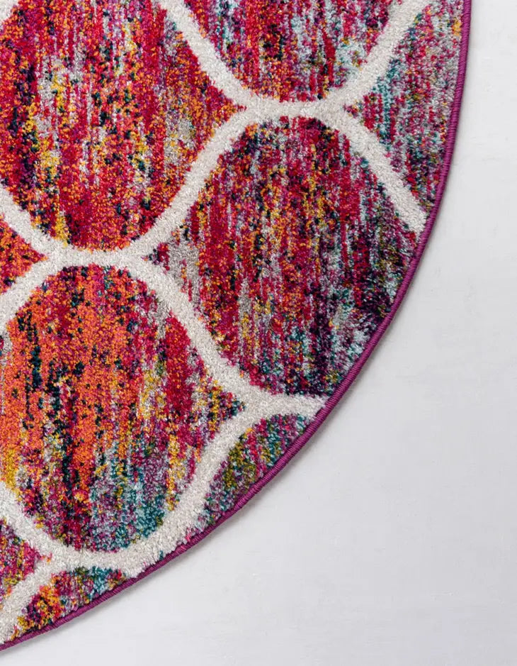 Geometric Rounded Trellis Frieze Rug (Round)