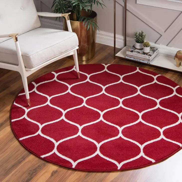 Geometric Rounded Trellis Frieze Rug (Round)