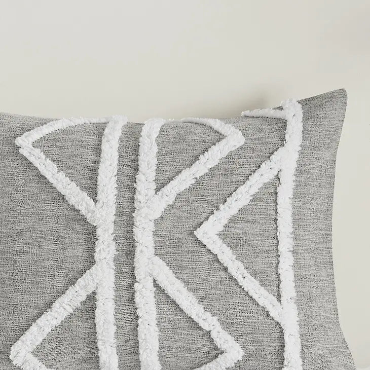 Chambray Tufted Comforter/Duvet Cover Mini Set, Grey