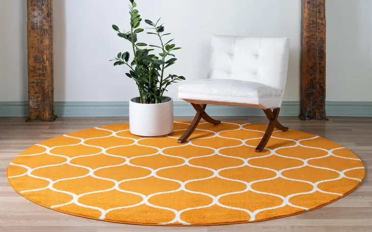 Geometric Rounded Trellis Frieze Rug (Round)