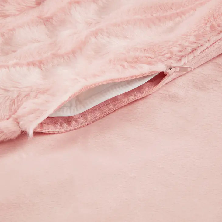 Weighted Blanket Faux Fur 60x70" Throw 18 LB, Blush Pink