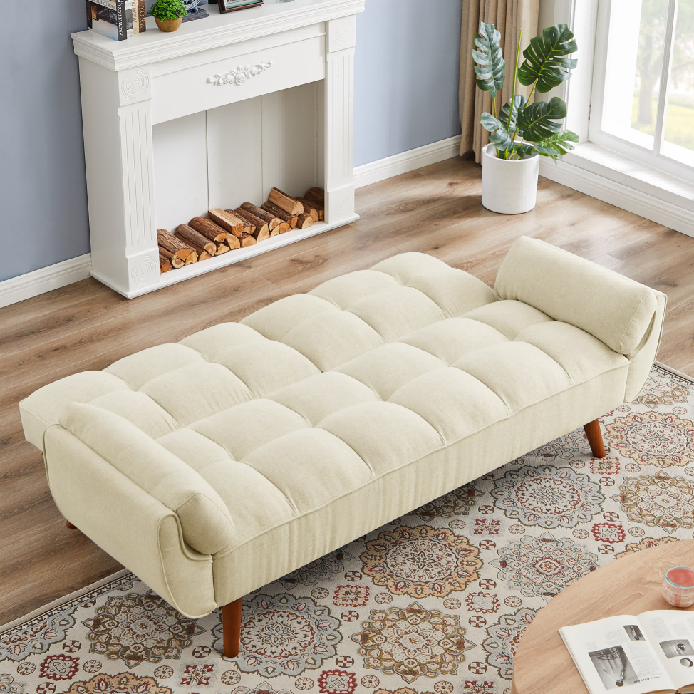 Homy Casa Dark Gray Linen Sofa – 500LBS Heavy-Duty, Solid Wood Frame, Modern Upholstered Couch with Under-Seat Storage