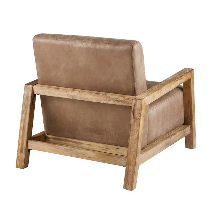 Pu Leather Accent Chair with Reclaimed Wood Finish