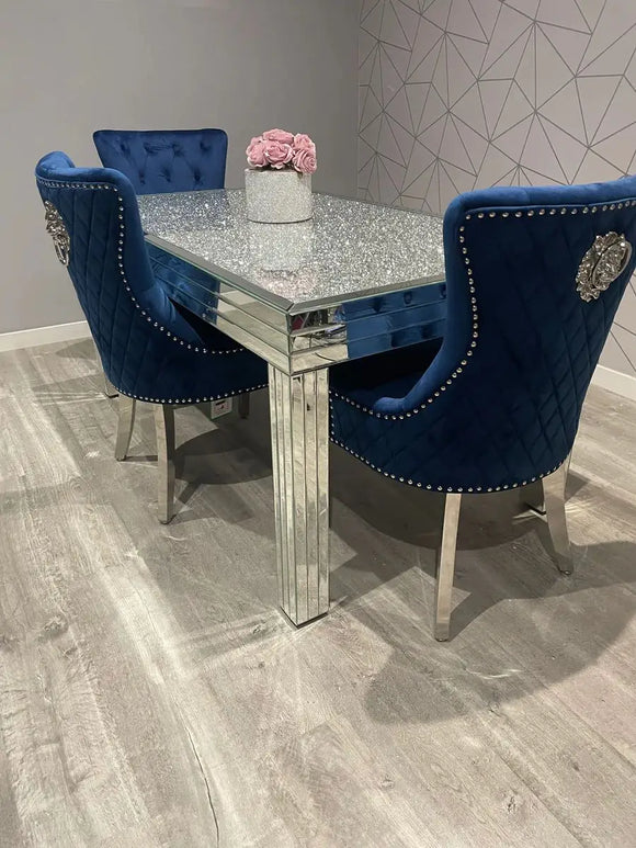 Crushed Glass Mirrored Dining Table