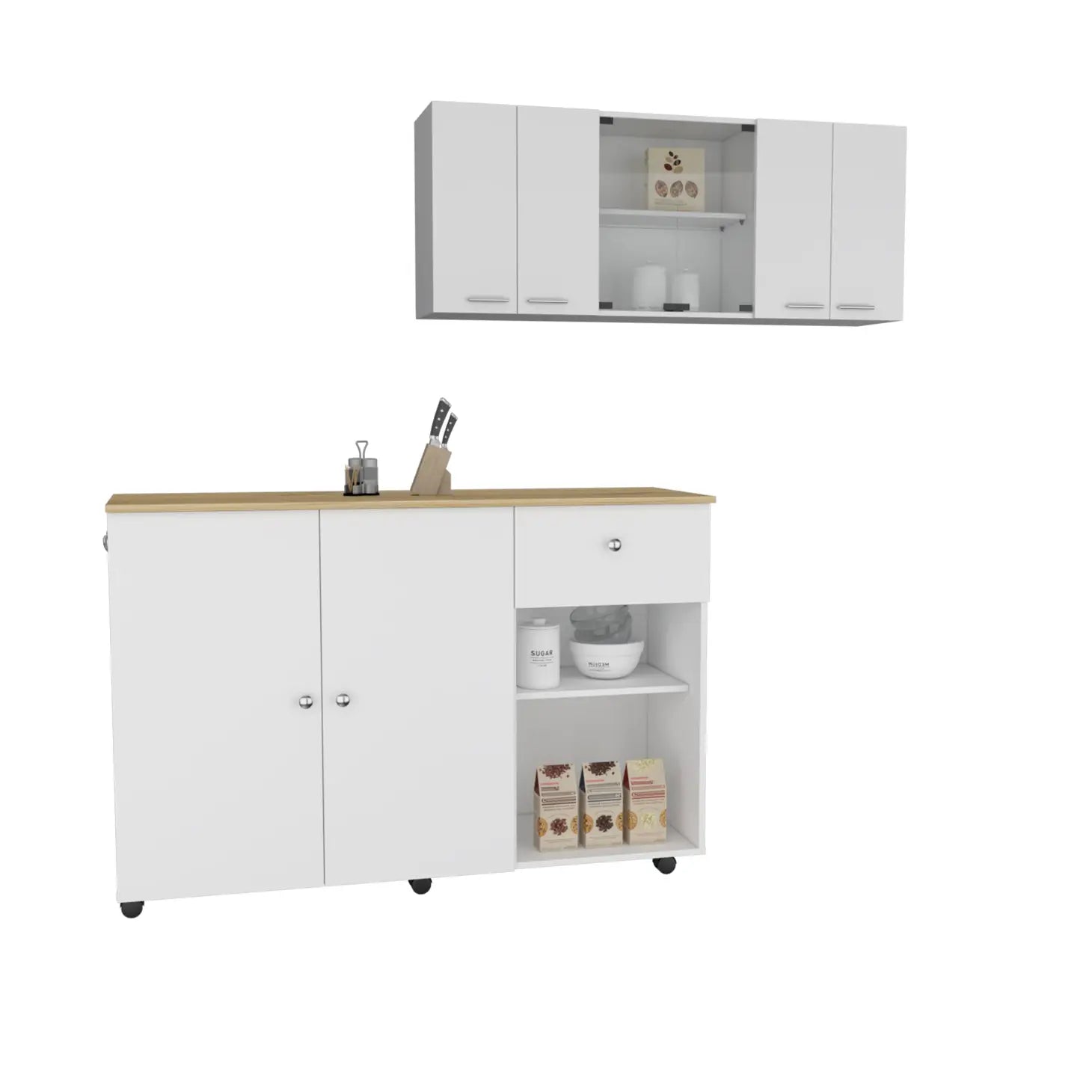 Tigard 2 Piece Kitchen, White/ Light Oak