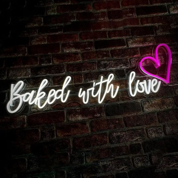 Baked with Love Heart Neon Sign