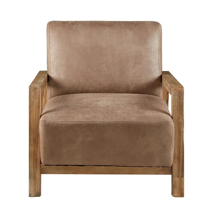 Pu Leather Accent Chair with Reclaimed Wood Finish