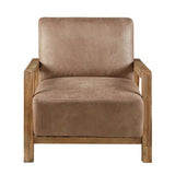 Pu Leather Accent Chair with Reclaimed Wood Finish