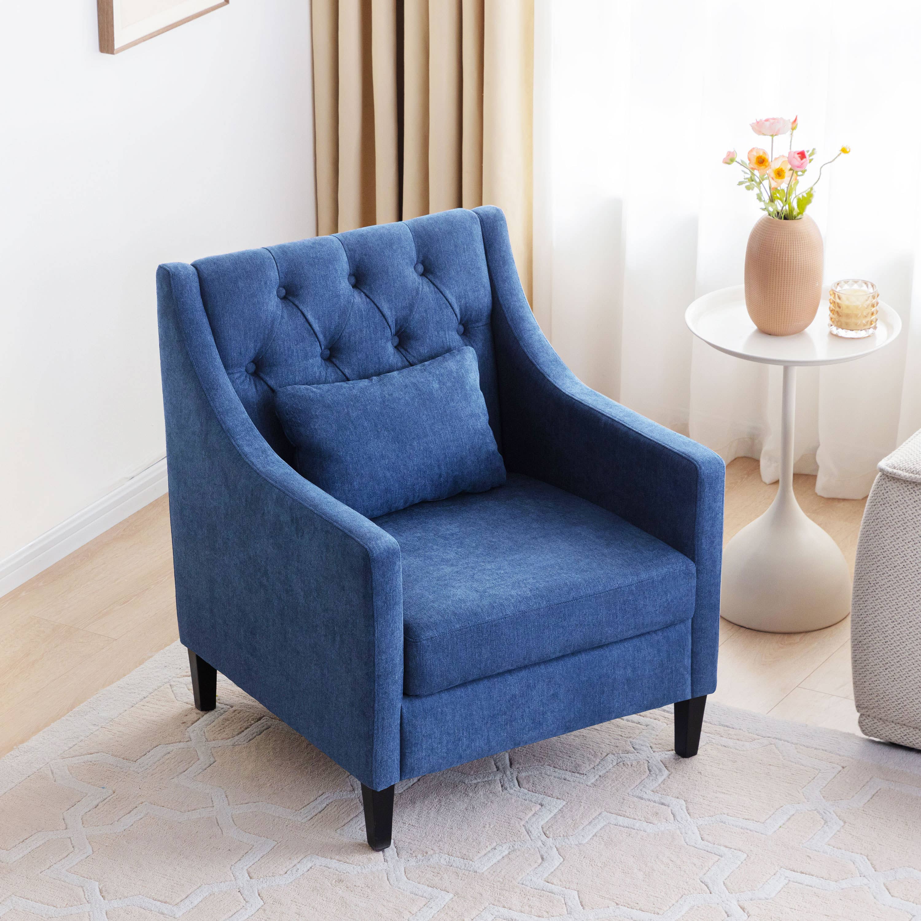 Mid-Century Accent Chair W/Lumbar Pillow