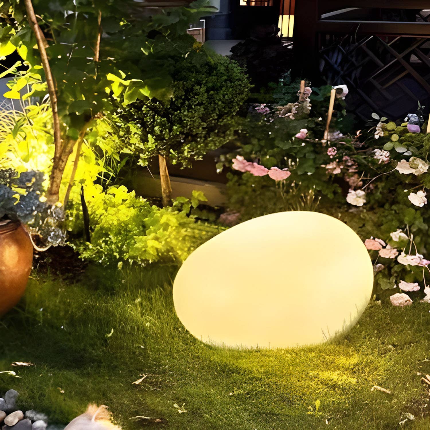 Ethereal RGB Color-Changing LED Garden Stone - Waterproof Outdoor Landscape Pebble Light