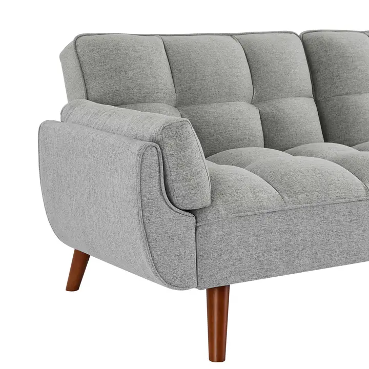Homy Casa Dark Gray Linen Sofa – 500LBS Heavy-Duty, Solid Wood Frame, Modern Upholstered Couch with Under-Seat Storage