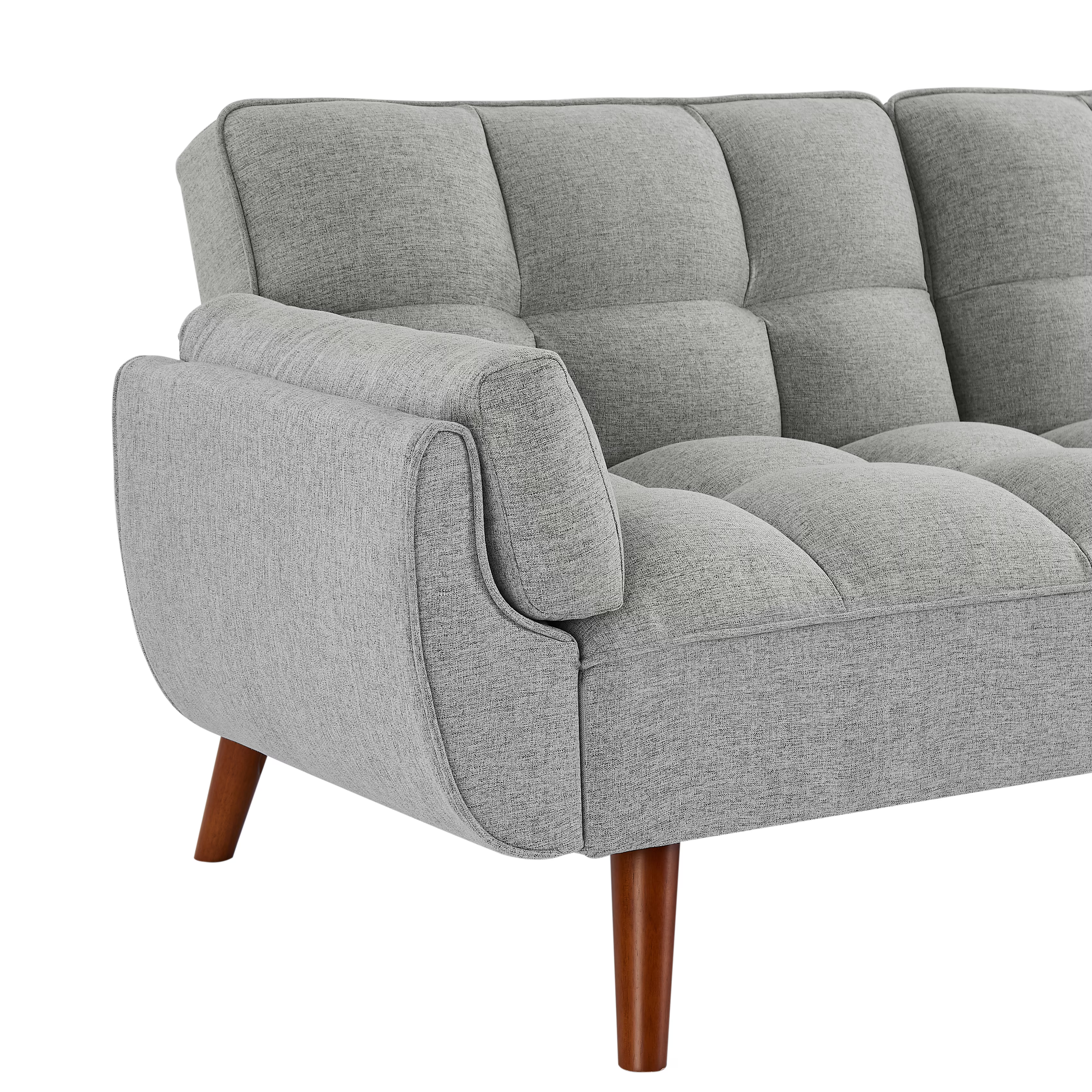 Homy Casa Dark Gray Linen Sofa – 500LBS Heavy-Duty, Solid Wood Frame, Modern Upholstered Couch with Under-Seat Storage