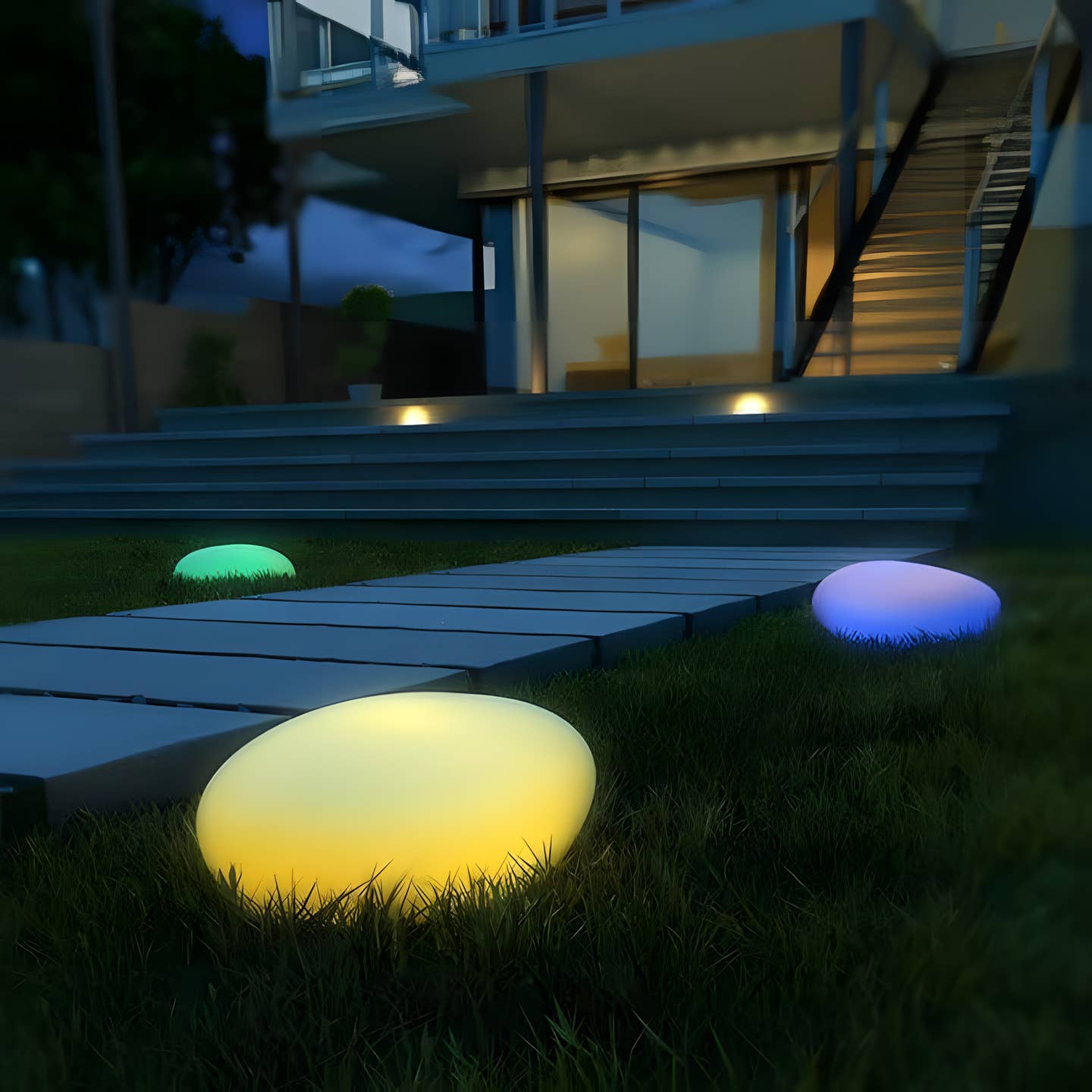 Ethereal RGB Color-Changing LED Garden Stone - Waterproof Outdoor Landscape Pebble Light