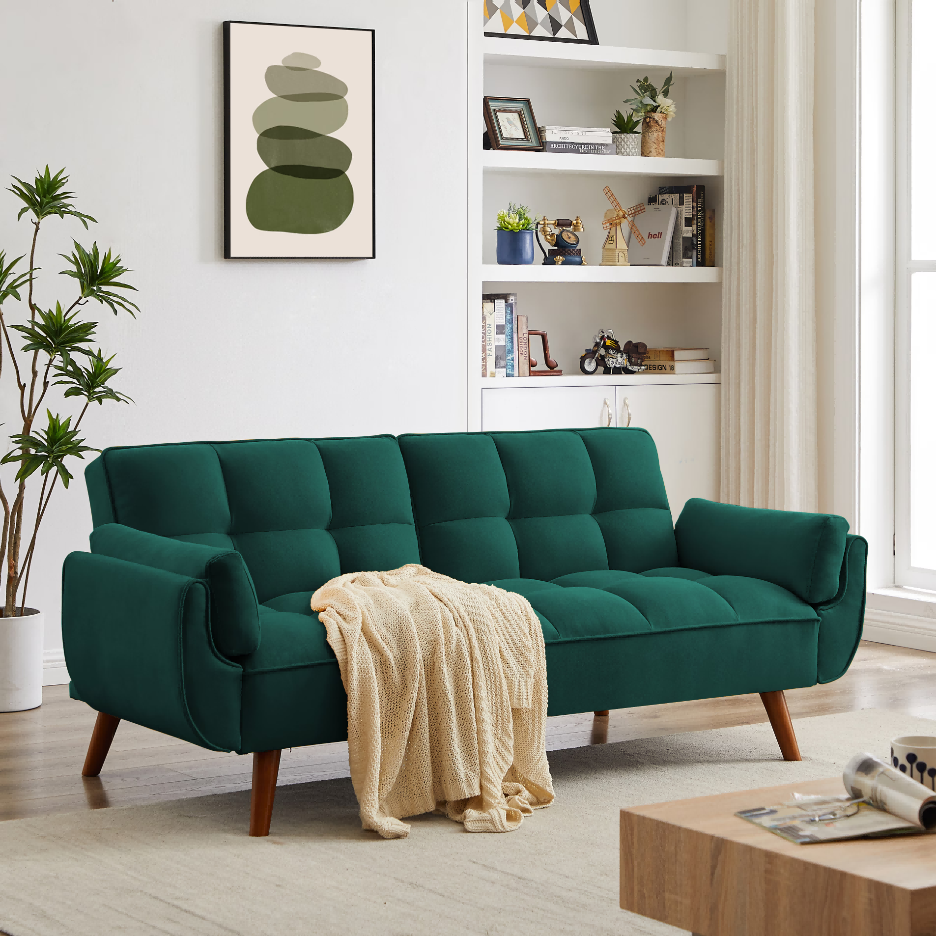 Homy Casa Dark Gray Linen Sofa – 500LBS Heavy-Duty, Solid Wood Frame, Modern Upholstered Couch with Under-Seat Storage