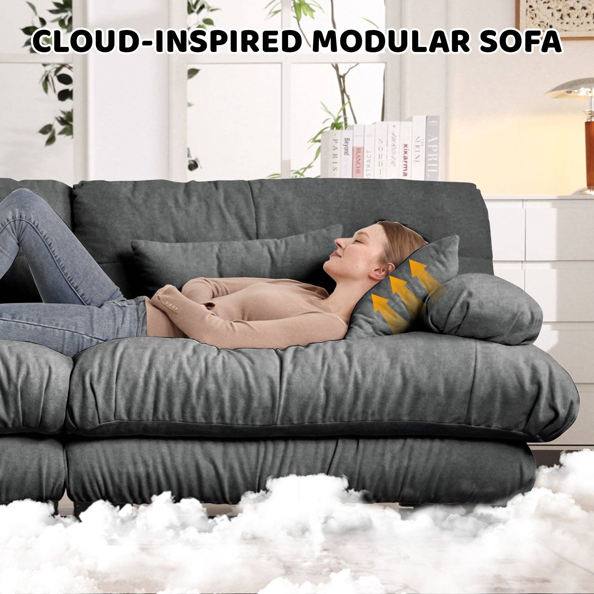 Gray Chenille Cloud Sectional Sofa - 2-Seater