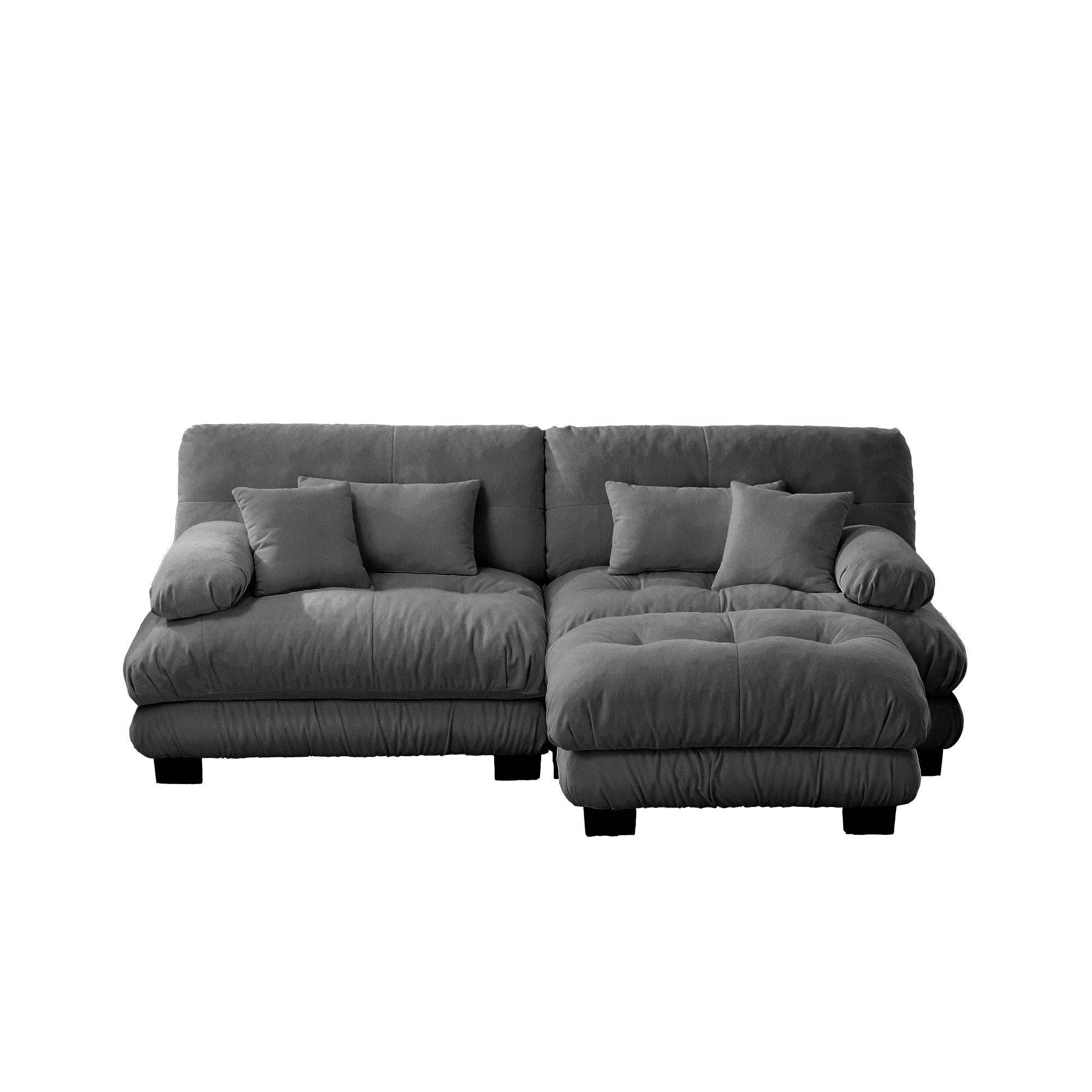 Gray Chenille Cloud Sectional Sofa - 2-Seater