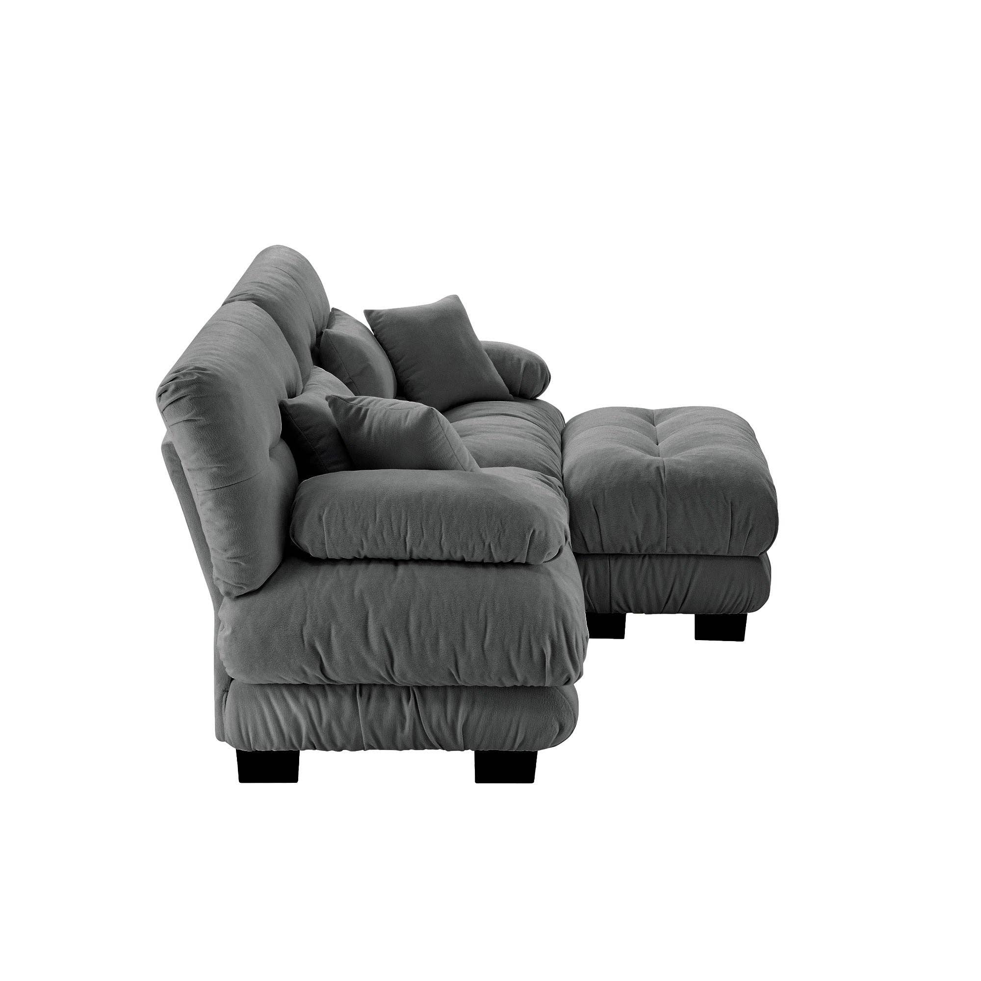 Gray Chenille Cloud Sectional Sofa - 2-Seater