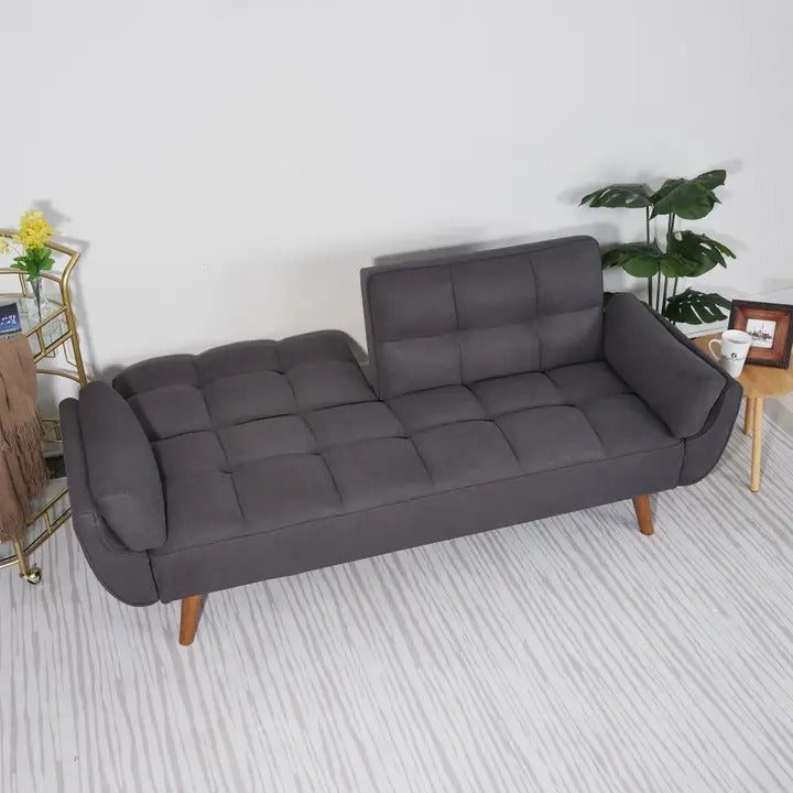 Homy Casa Dark Gray Linen Sofa – 500LBS Heavy-Duty, Solid Wood Frame, Modern Upholstered Couch with Under-Seat Storage
