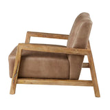 Pu Leather Accent Chair with Reclaimed Wood Finish