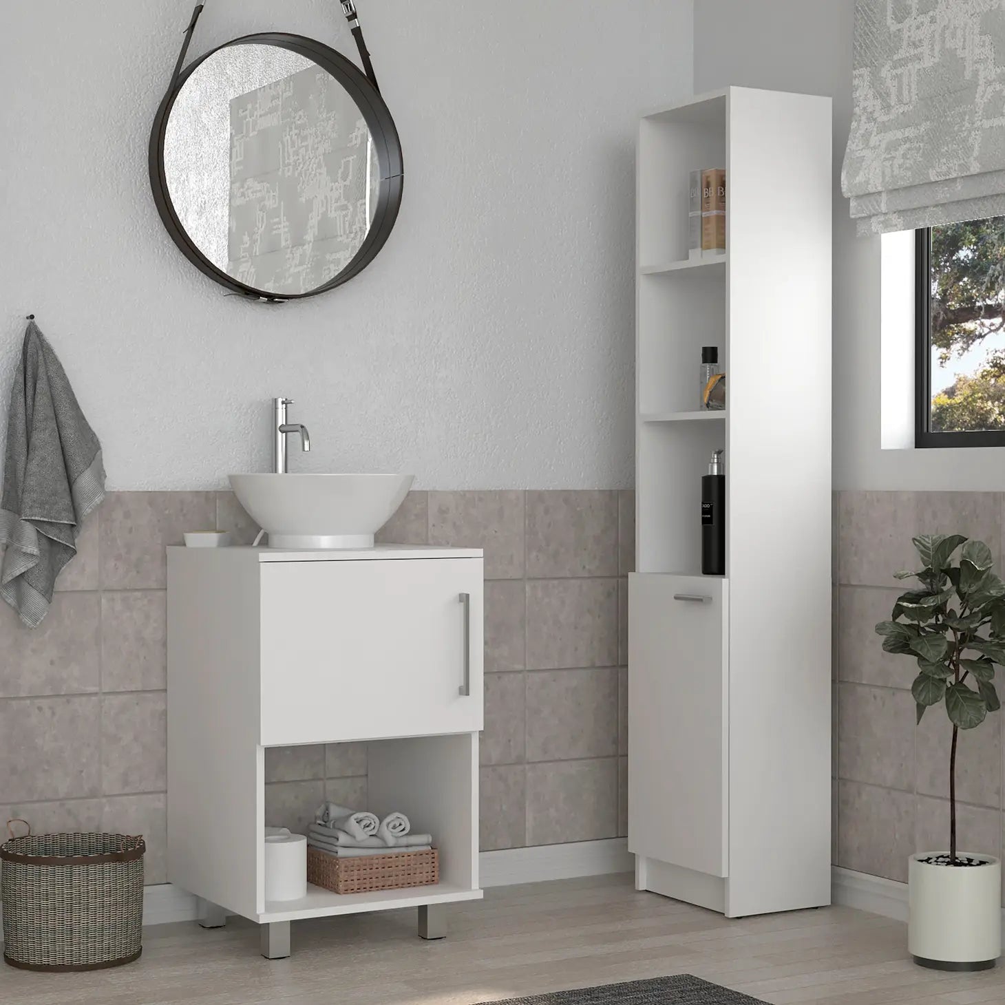 Dillon 2 Piece Bathroom Set, White