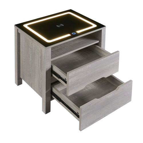 Smart Furniture Bedside Table Minimalist Rechargeable Multi-functional Solid Wood Bedside Nightstands With Wireless Charging