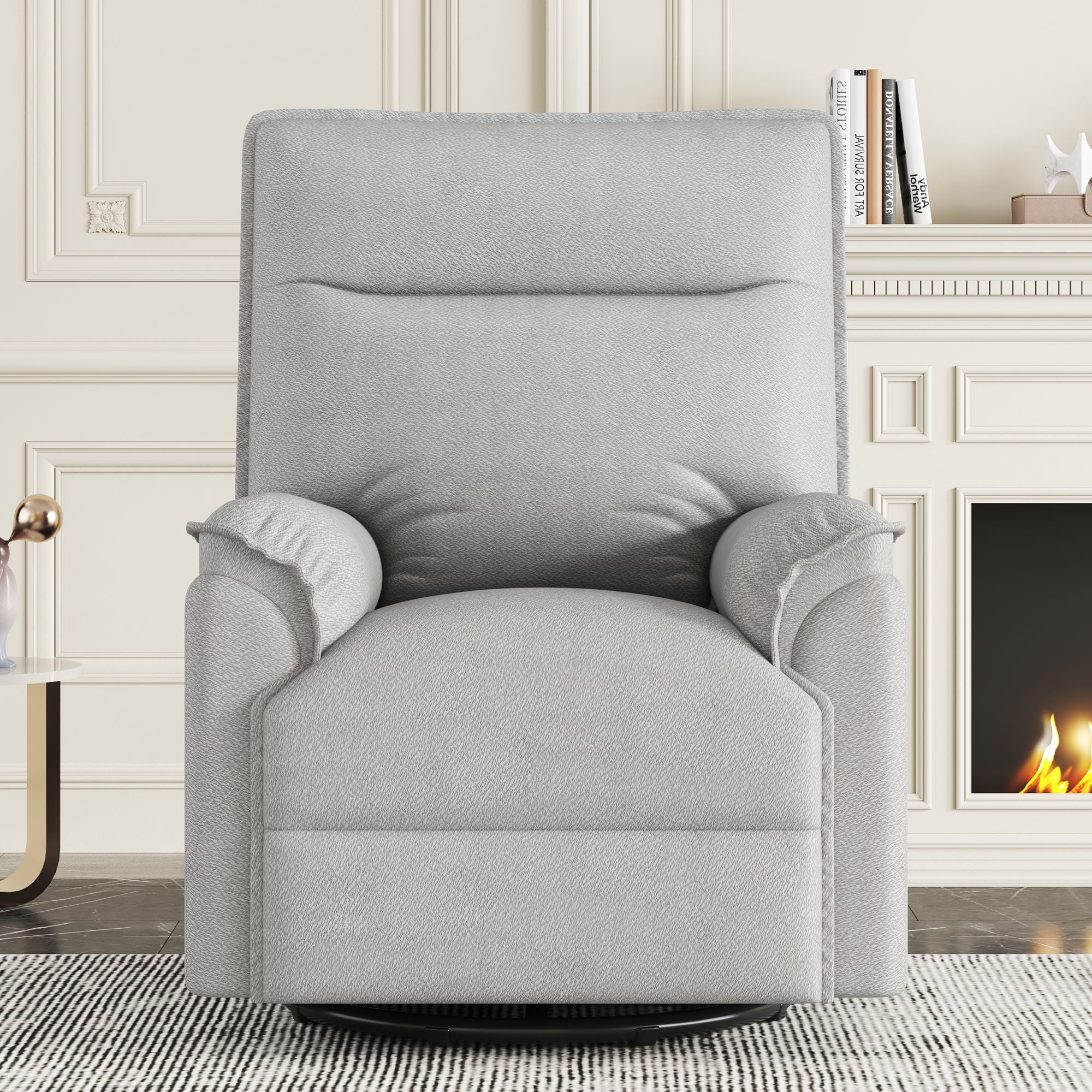 360 Degree Swivel Upholstered Manual Recliner Chair Theater Recliner Sofa Nursery Glider Rocker for Living Room