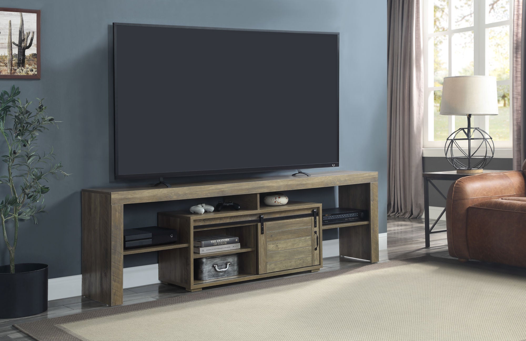 ACME Wasim TV Stand, Rustic Oak Finish LV01102