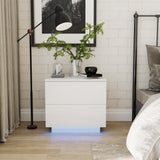 Modern High Gloss UV Night Stand with 2 drawers & LED lights