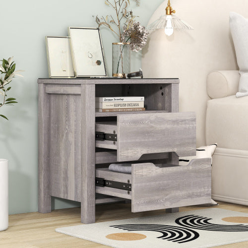 Smart Furniture Bedside Table Minimalist Rechargeable Multi-functional Solid Wood Bedside Nightstands With Wireless Charging