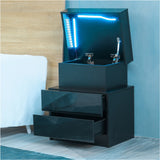Modern LED Nightstand with 2 High Gloss Drawers and RGB Lights – White