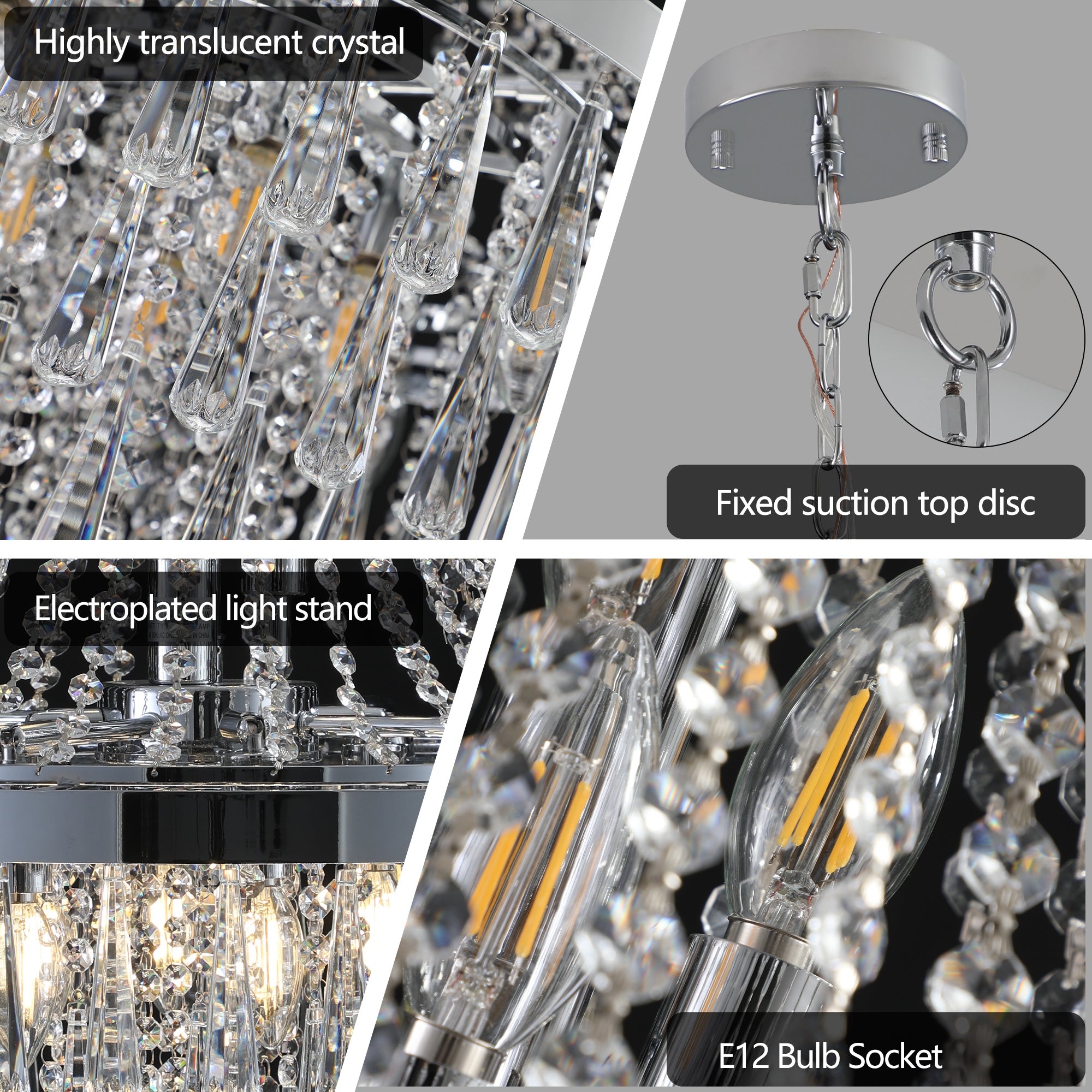 Chromium color Crystal Chandeliers,Large Contemporary Luxury Ceiling Lighting(Bulb Not Included)