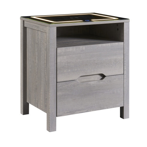 Smart Furniture Bedside Table Minimalist Rechargeable Multi-functional Solid Wood Bedside Nightstands With Wireless Charging