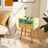 Nightstands with Charging Station, 2-Tier Storage & 20 Colors Remote LED Lights.